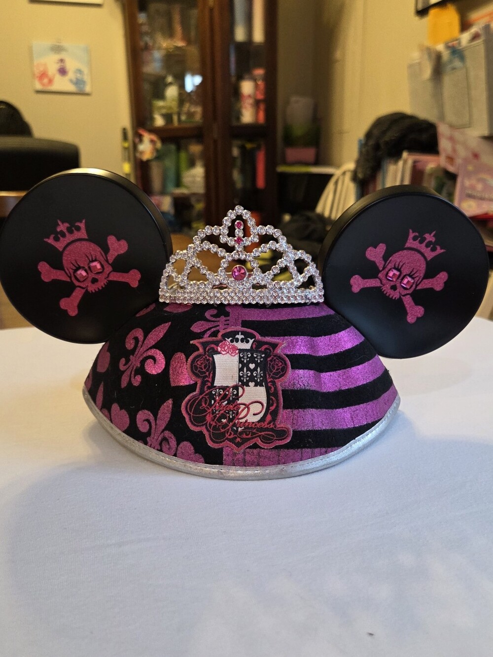 Authentic Disney Parks Princess Skull & Crossbones Ear Hat Tiara Rhinestone